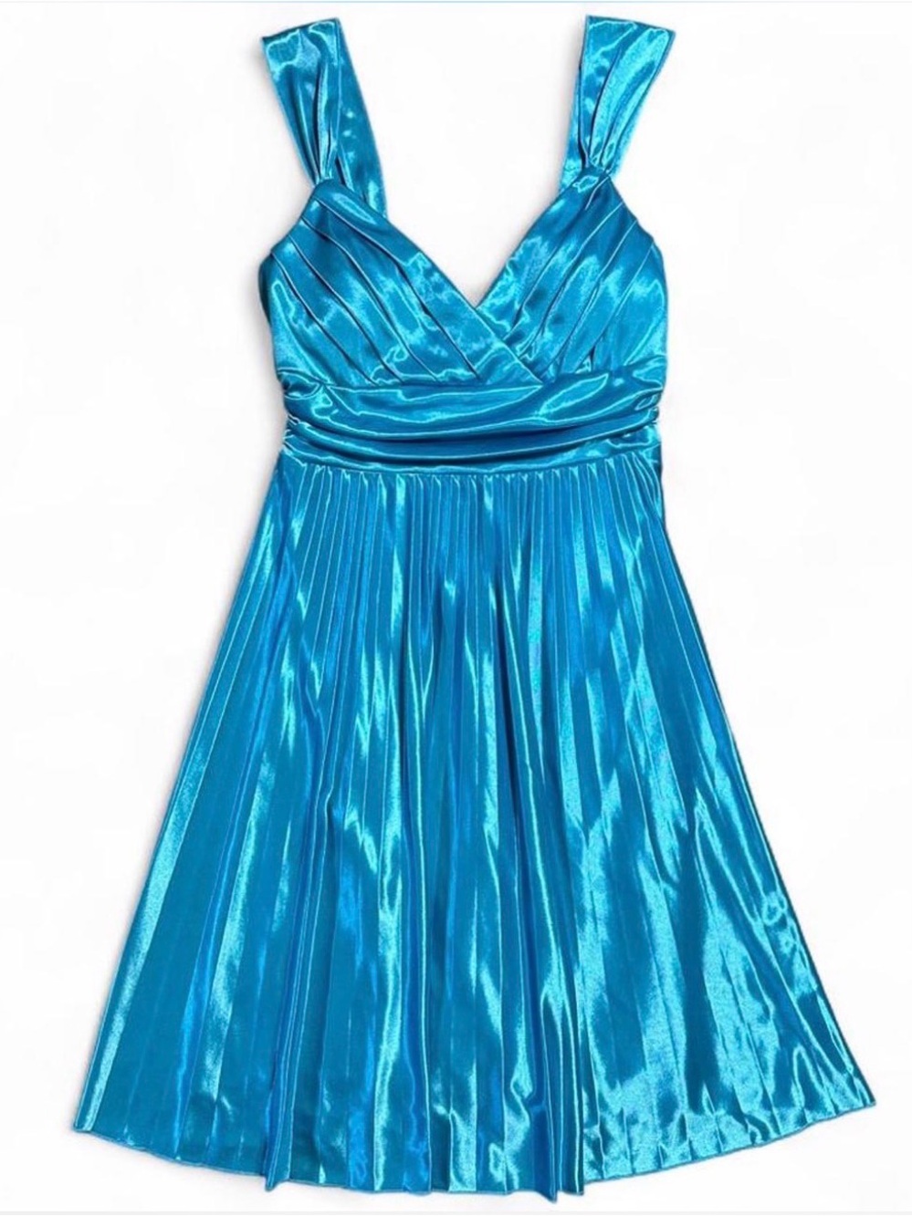 Y2K 2000s Trixxi Shiny Satin Aquarium Pleated Mini Dress Fairycore